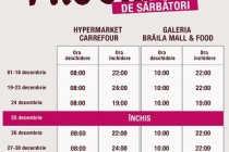 Program de sărbătorile de iarnă 2019-2020 la hypermaketul Carrefour și Brăila Mall