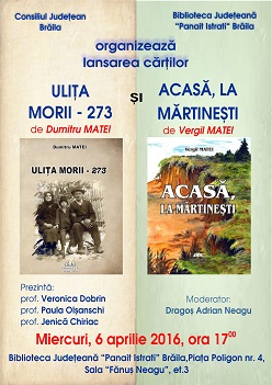 Vergil Matei si Dumitru Matei lanseaza carti la Braila