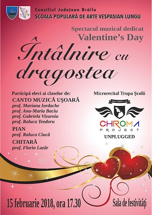 &Icirc;nt&acirc;lnire cu dragostea de Valentine&rsquo;s Day la Şcoala Populară de Arte "Vespasian Lungu" Brăila