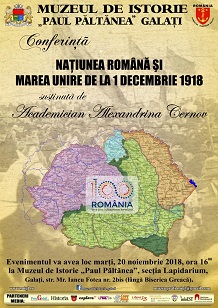Conferinţa susținută de Alexandrina CERNOV: NAȚIUNEA ROMÂNĂ ŞI MAREA UNIRE DE LA 1 DECEMBRIE 1918