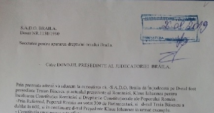 SADO Braila plangere contra presedintilor
