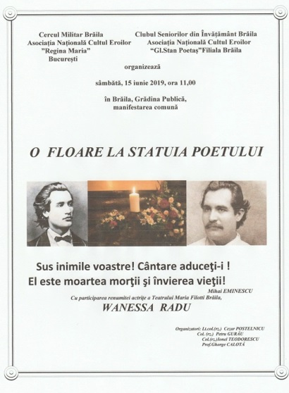 o floare la statuia poetului Braila