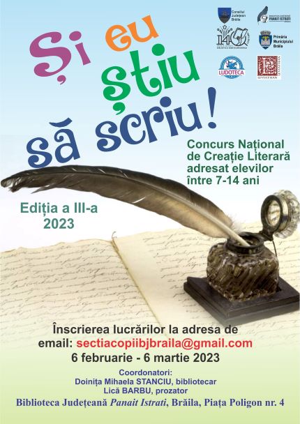 Concursul Naţional de Creaţie Literară Şi eu ştiu să scriu!, ediţia a III-a, 2023
