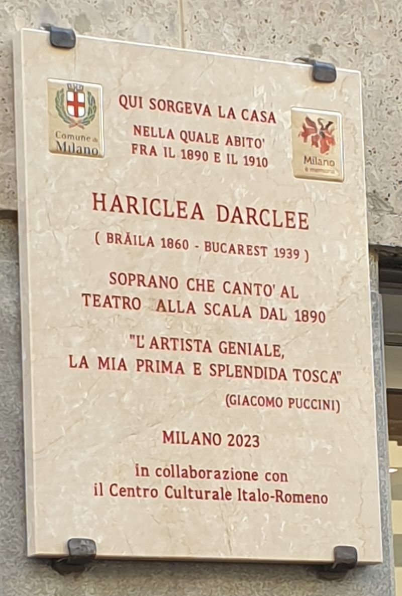 &Icirc;n Milano s-a amplasat o placă comemorativă Hariclea Darcl&eacute;e 