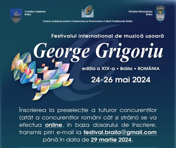 Au început înscrierile la Festivalului Internațional de Muzică Ușoară George Grigoriu 2024
