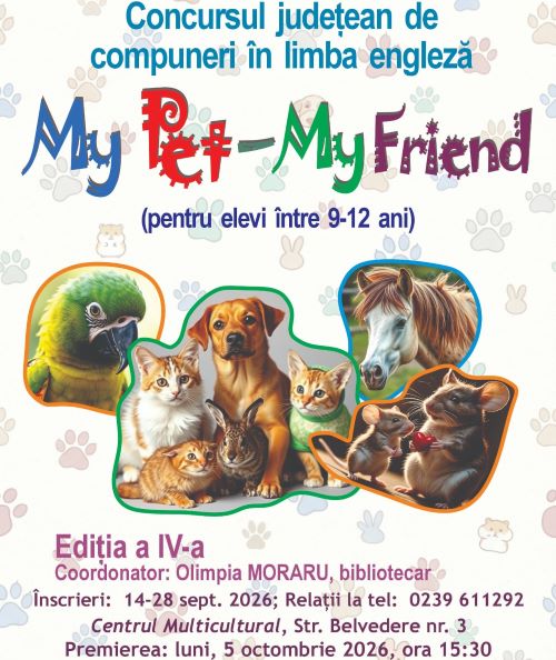 Concursul județean de limba engleză &bdquo;My Pet, My Friend&rdquo; revine la Brăila