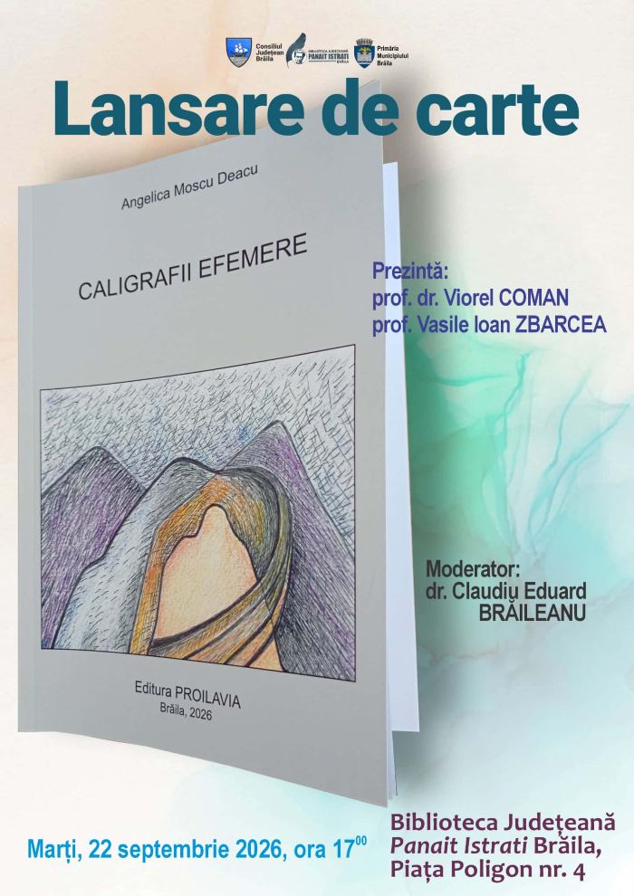 Angelica Moscu Deacu lansează &bdquo;Caligrafii Efemere&rdquo; la Biblioteca Județeană